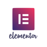 A purple and white logo with the word " elementor ".